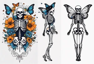 full body skeleton in pieces

 flowers and butterflies
simple design minimal sketch tattoo idea