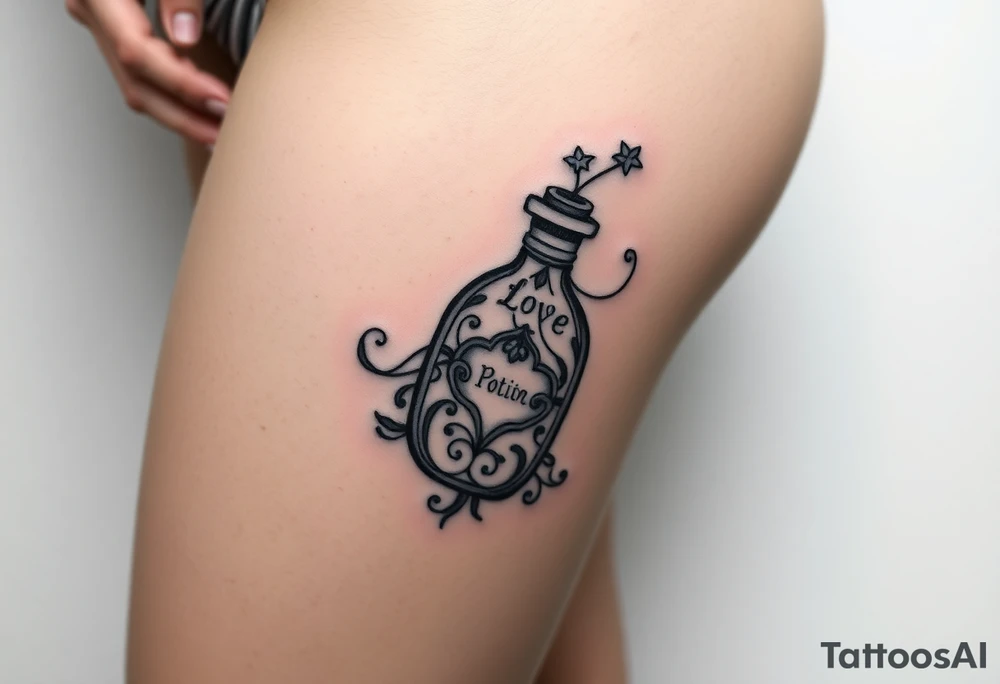 Love potion bottle tattoo idea