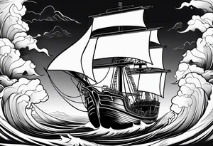 Chinese junk ship with lightning tattoo idea