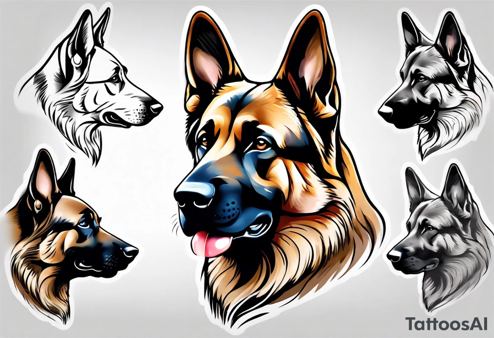 German shepherd profile tattoo idea