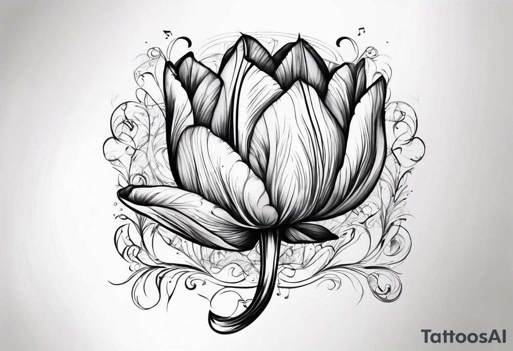 Tulip with music note tattoo idea