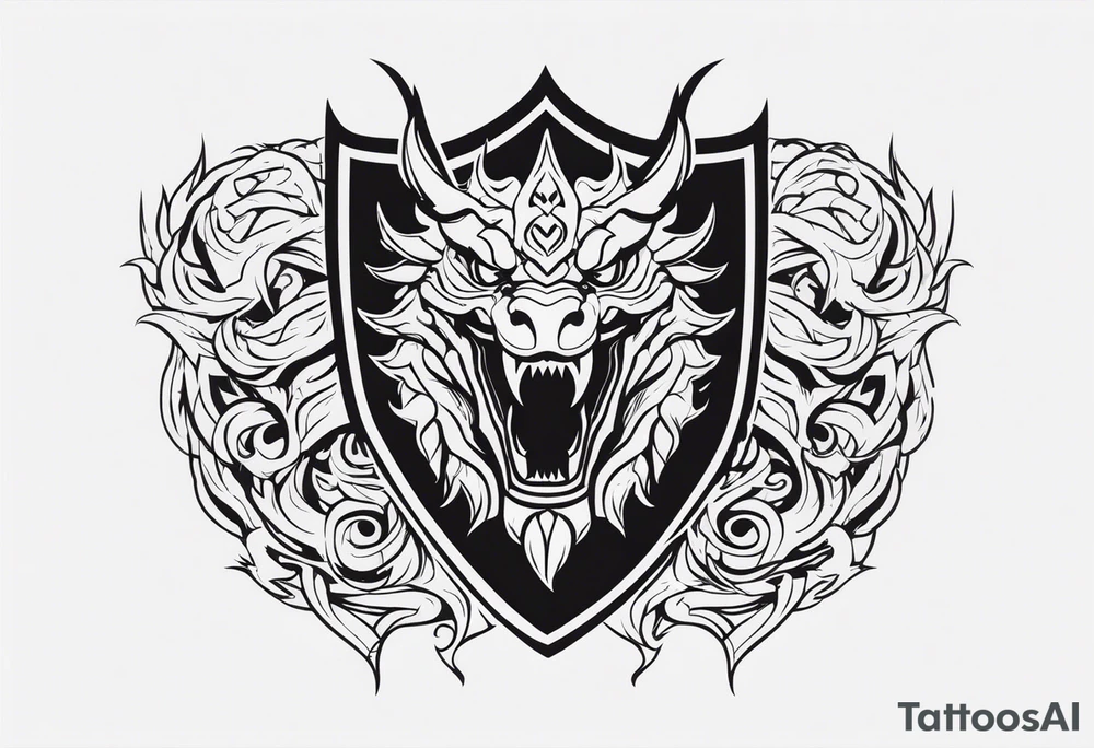 Valhalla sword shield dragon head tattoo idea