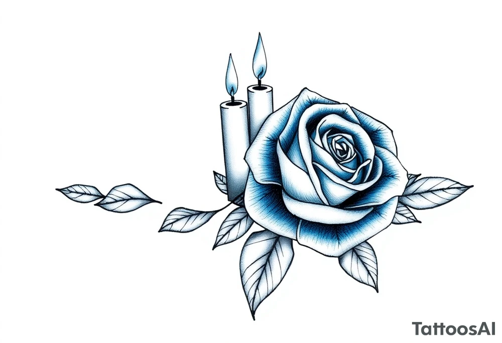 Blue, 2 roses, 2 candles, water tattoo idea