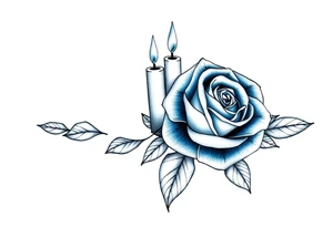 Blue, 2 roses, 2 candles, water tattoo idea