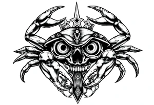 A king crab with the cancer zodiac visual and Huge eyes anti gov tattoo idea
