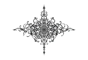 mystical dark and long ornament with witch mytolog and ancient rhyme tattoo idea