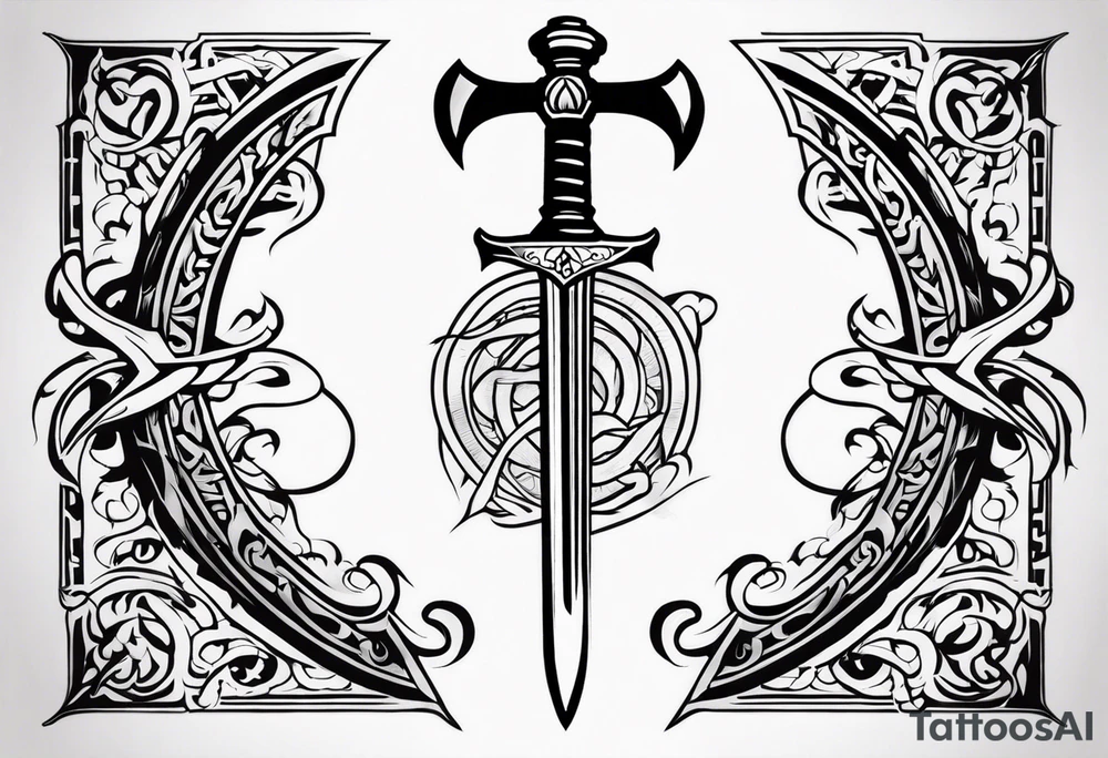 Valhalla sword fire tattoo idea