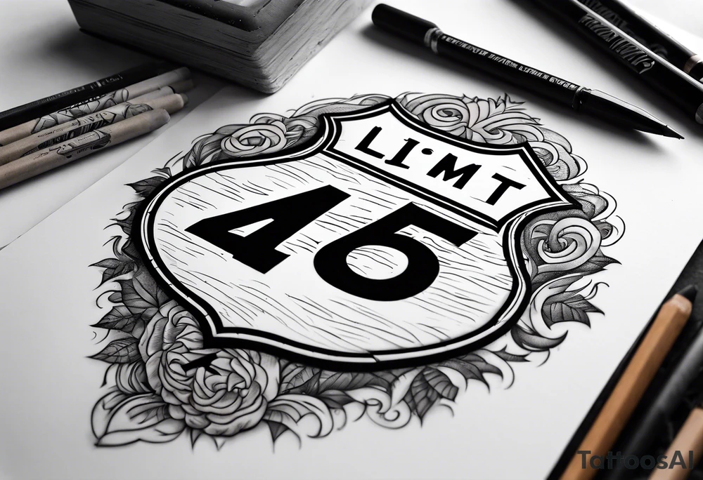 45 mph speed limit sign tattoo idea