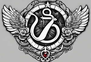 staff of caduceus snakes square and compass masonic tattoo idea