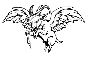 goat odd crying angel tattoo idea