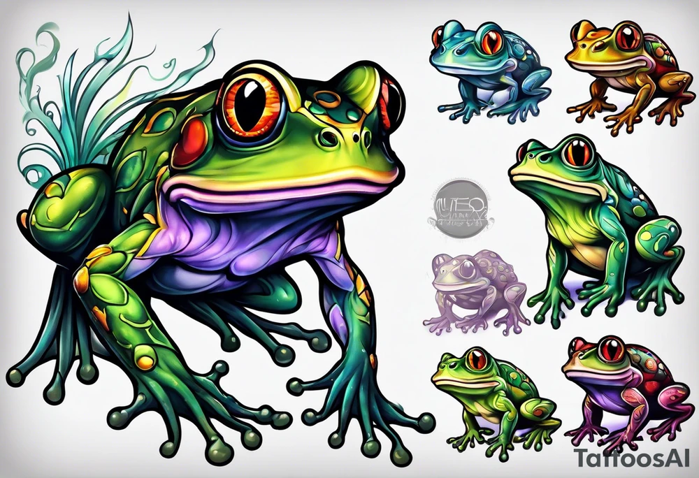 Muscular frog monster tattoo idea