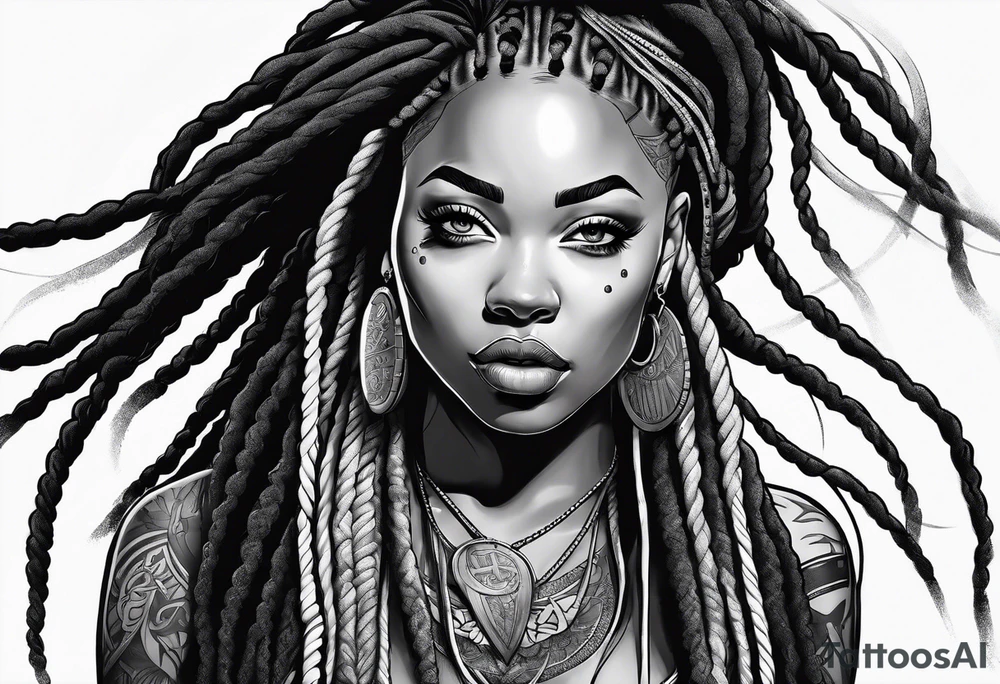 Gym girl with dreadlocks tattoo idea