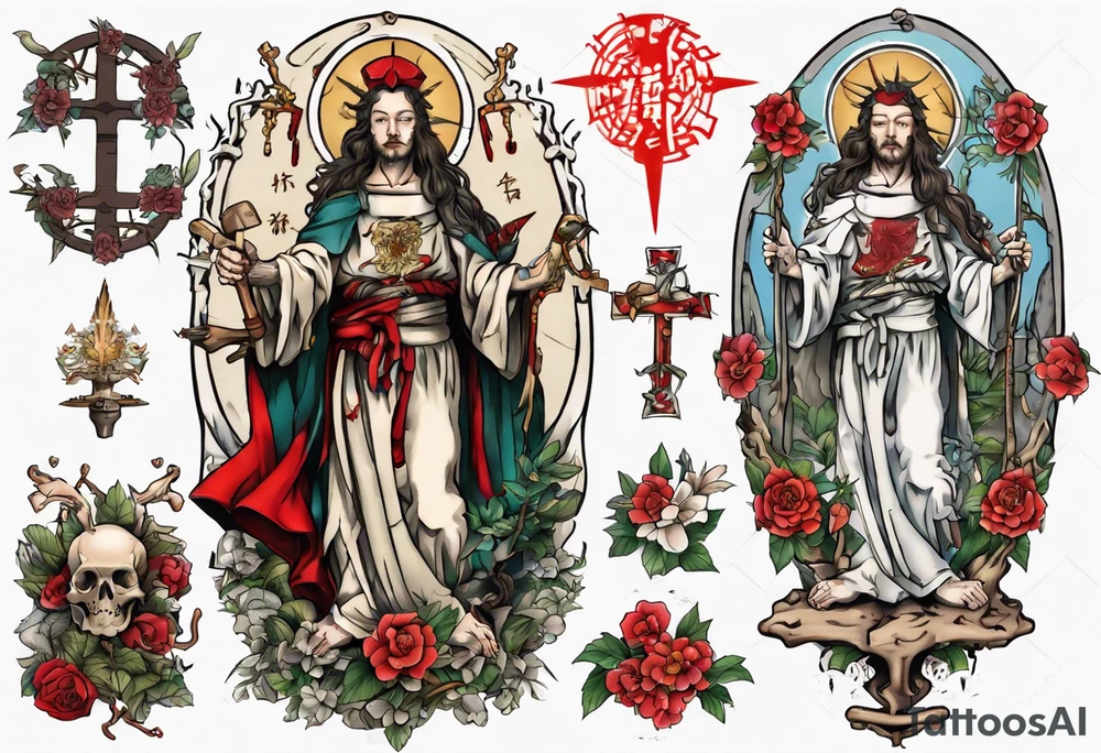 saint wilgefortis nailed to a tree tattoo idea