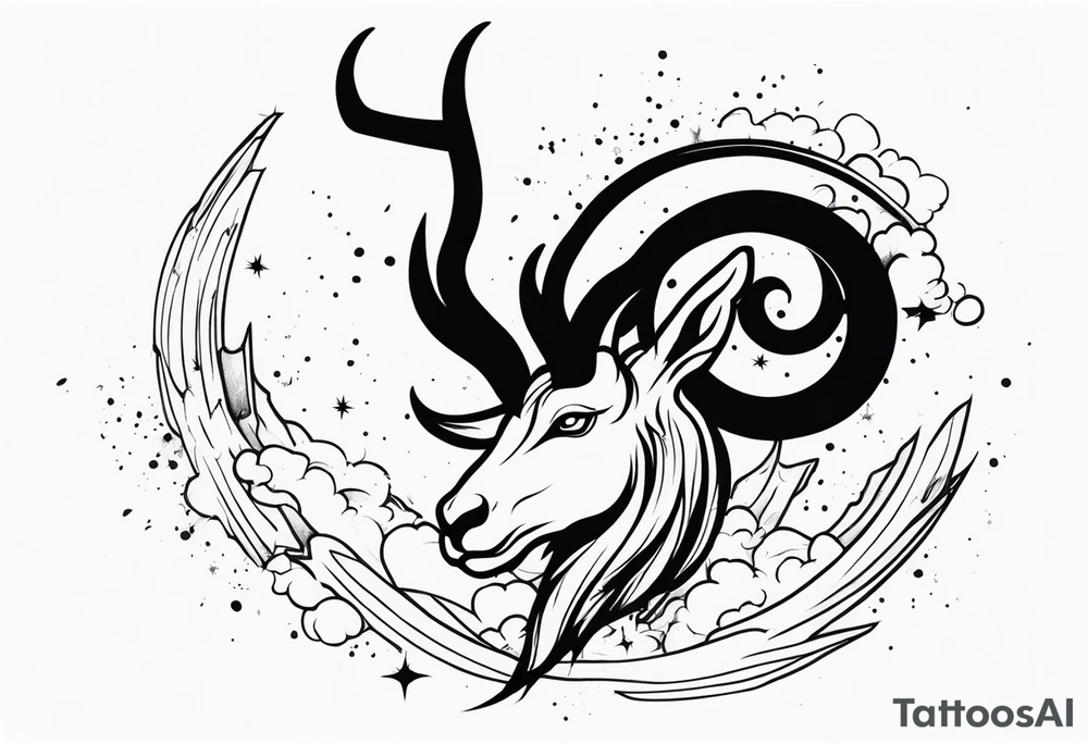 exploding capricorn tattoo idea
