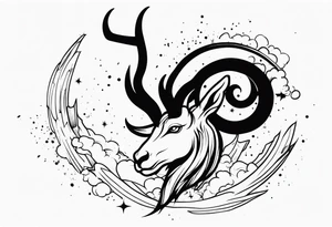 exploding capricorn tattoo idea