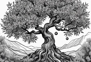 psychedelic olive tree tattoo idea