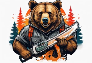 Bear with a chainsaw tattoo idea