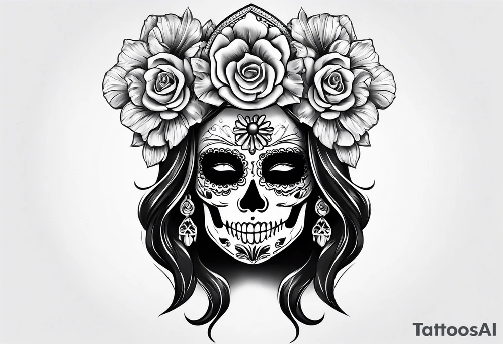 mexican style santa muerte tattoo for chest tattoo idea