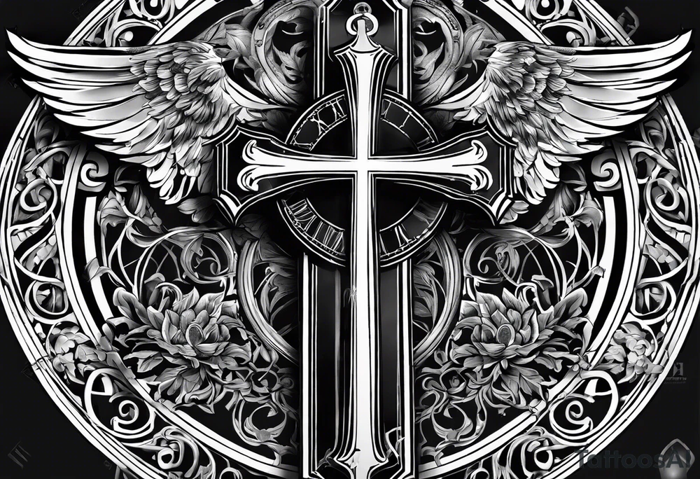 The Roman numerals 1971,1972,2002 with a cross tattoo idea
