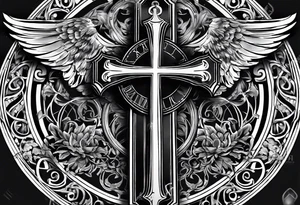 The Roman numerals 1971,1972,2002 with a cross tattoo idea