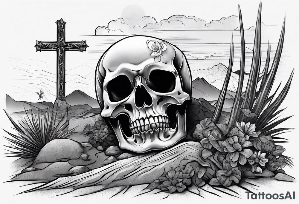 skeleton crawling towards a cross in a desert tattoo idea skeleton crawling towards a cross in a desert tattoo idea