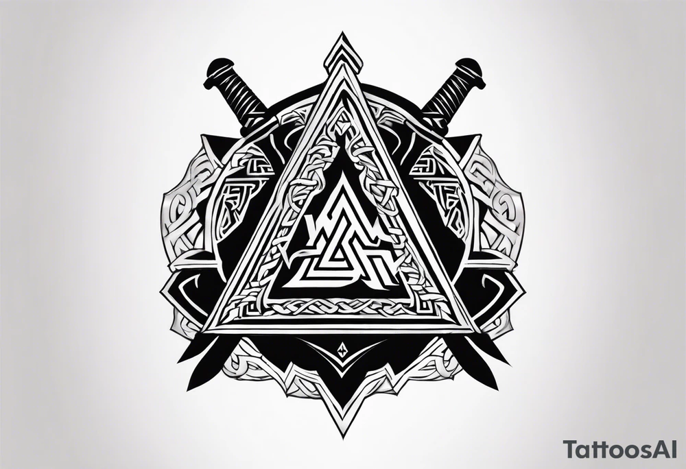 Valhalla shield valknut sword axe tattoo idea