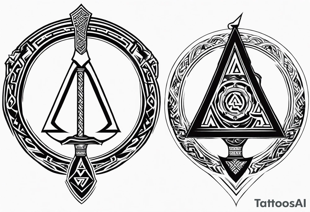 Valhalla shield valknut sword axe tattoo idea