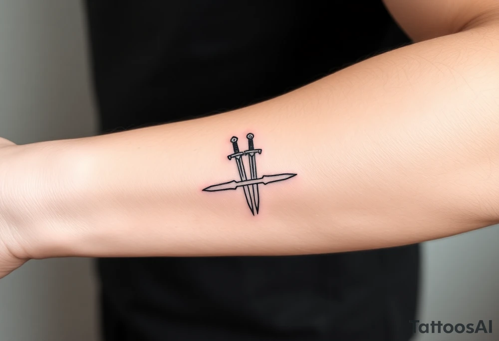 Skinny 2 swords tattoo idea