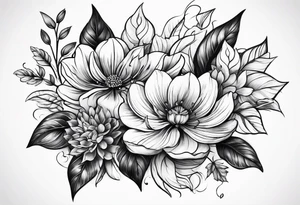 flowers and leaves tattoo idea