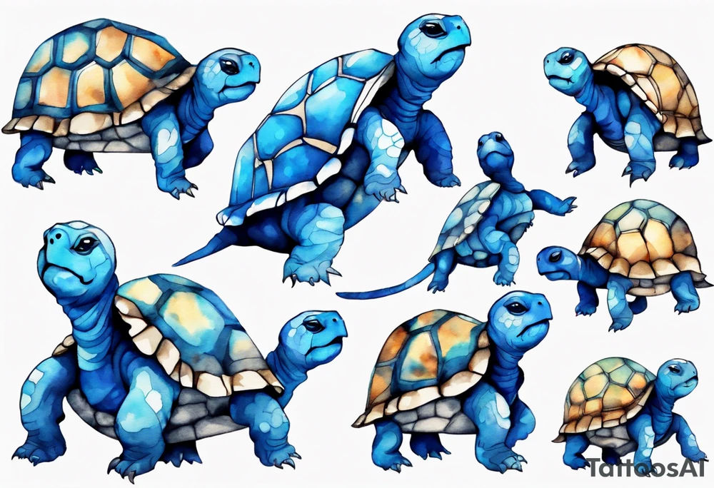 a blue tortoise with a furry face tattoo idea