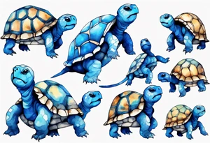 a blue tortoise with a furry face tattoo idea
