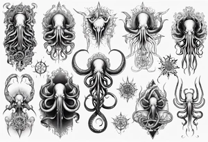 Cthulhu mythe long tattoo 
with lot of tentacle tattoo idea