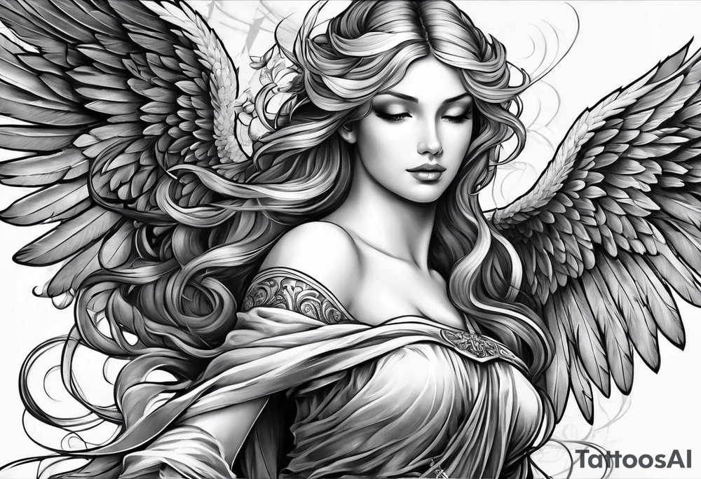 Angel tattoo sleeve tattoo idea