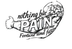 Gangster tattoo with the text” nothing but pain stuck in this game lookin for Fortune and fame” tattoo idea