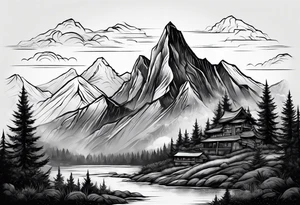 Mountains generated by rain tattoo idea