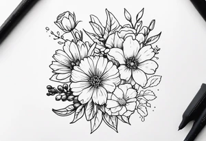 November birth flower and July birth flower in a bouquet small tattoo idea