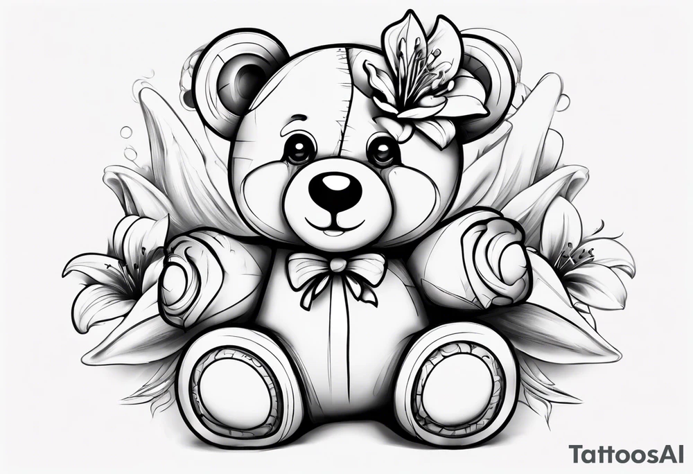 Lily teddy bear tattoo idea