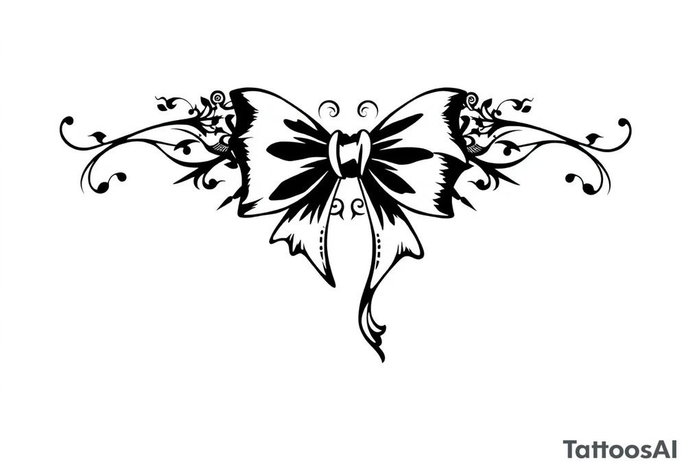 Tribal lace with bow tattoo idea