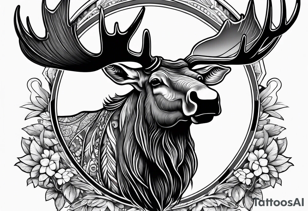 a psychedelic moose tattoo idea