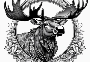 a psychedelic moose tattoo idea
