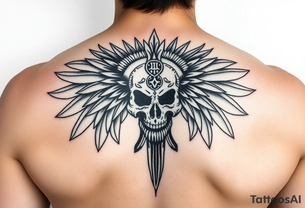 Create a mexican Aztec tattoo with life and death as the theme tattoo idea