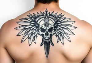 Create a mexican Aztec tattoo with life and death as the theme tattoo idea