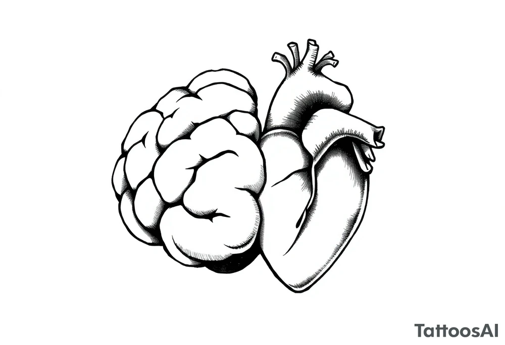 balance between brain and heart tattoo idea
