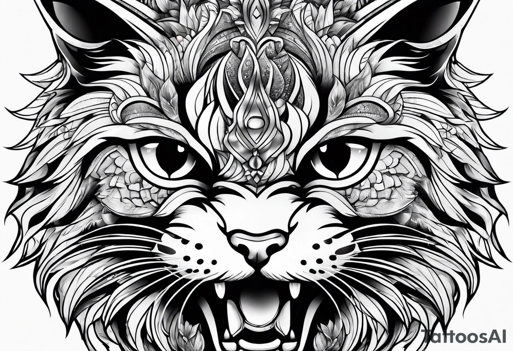 angry cat tattoo idea