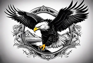 A majestic eagle soaring high in the sky, wings fully spread, capturing the essence of freedom and power tattoo idea