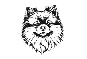 A realistic stencil silhouette style drawing of Pomeranian tattoo idea