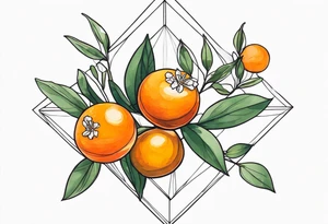 Azaleas and kumquats. Symmetrical diamond shape for sternum. tattoo idea