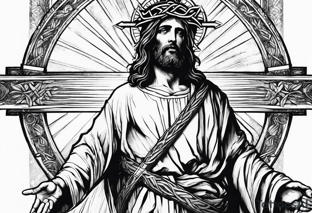 Jesus walking holding the cross before he dies tattoo idea Jesus walking holding the cross before he dies tattoo idea