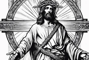 Jesus walking holding the cross before he dies tattoo idea