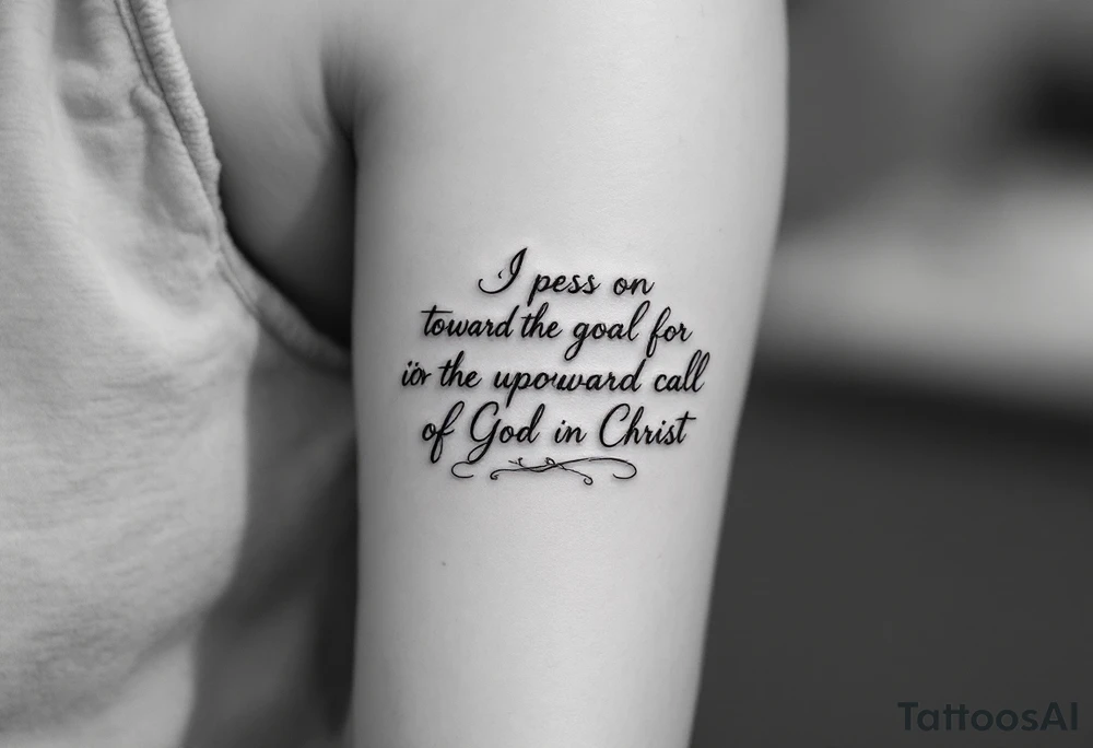 I press on toward the goal for the prize of the upward call of God in Christ Jesus tattoo idea